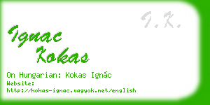 ignac kokas business card