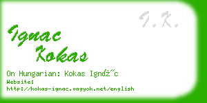 ignac kokas business card